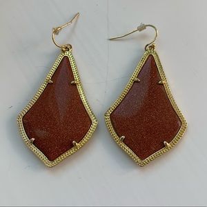 Kendra Scott Gold Earrings with Brown Stone